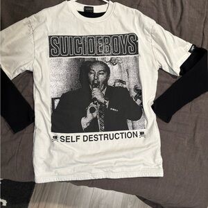 Suicideboys Political Suicide Longsleeve (White and Black)